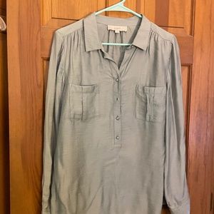 Loft sage green silk shirt